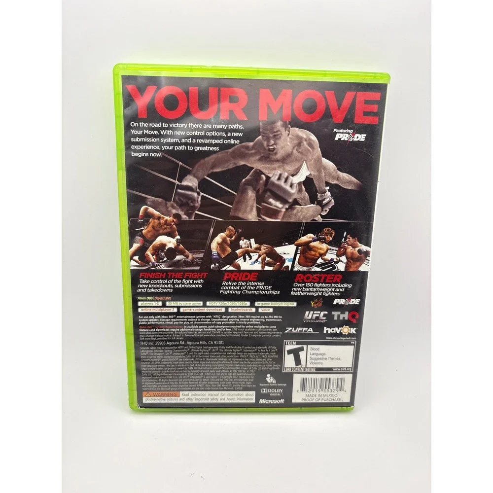 UFC Undisputed 3 Xbox 360 Video Game THQ MMA Fighting PRIDE Mode 2012